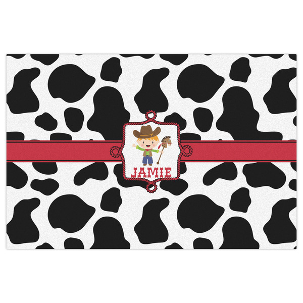 Cowprint w/Cowboy Indoor / Outdoor Rug - 4'x6' - Front Flat
