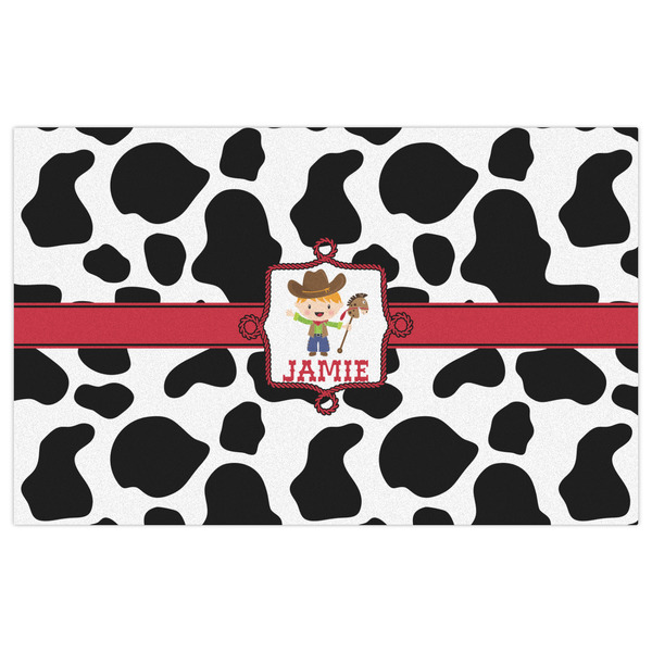 Cowprint w/Cowboy Indoor / Outdoor Rug - 5'x8' - Front Flat