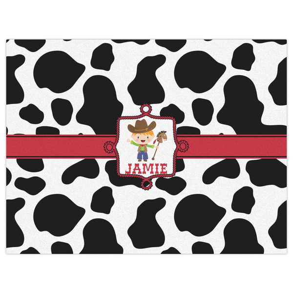 Cowprint w/Cowboy Indoor / Outdoor Rug - 6'x8' - Front Flat