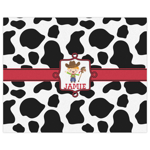 Cowprint w/Cowboy Indoor / Outdoor Rug - 8'x10' - Front Flat