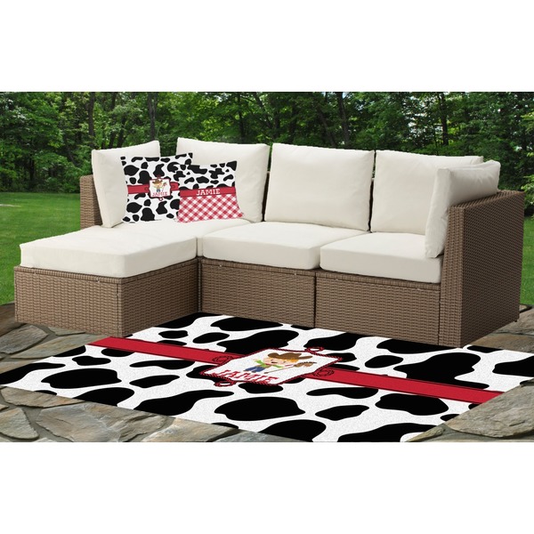 Cowprint w/Cowboy Outdoor Mat & Cushions