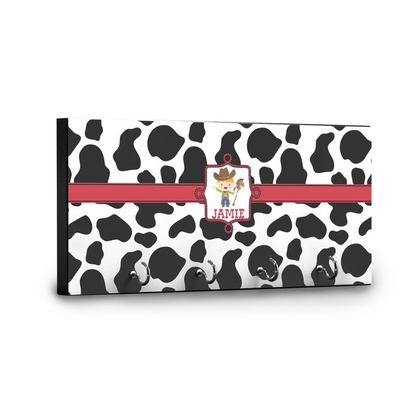 Cowprint w/Cowboy Key Hanger - Front View with Hooks