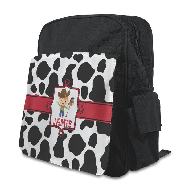 Custom Cowprint w/Cowboy Preschool Backpack (Personalized)