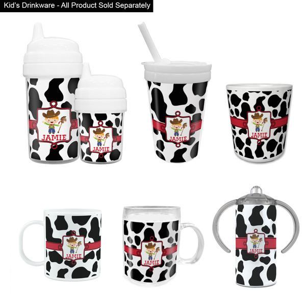 Cowprint w/Cowboy Kid's Drinkware - Customized & Personalized