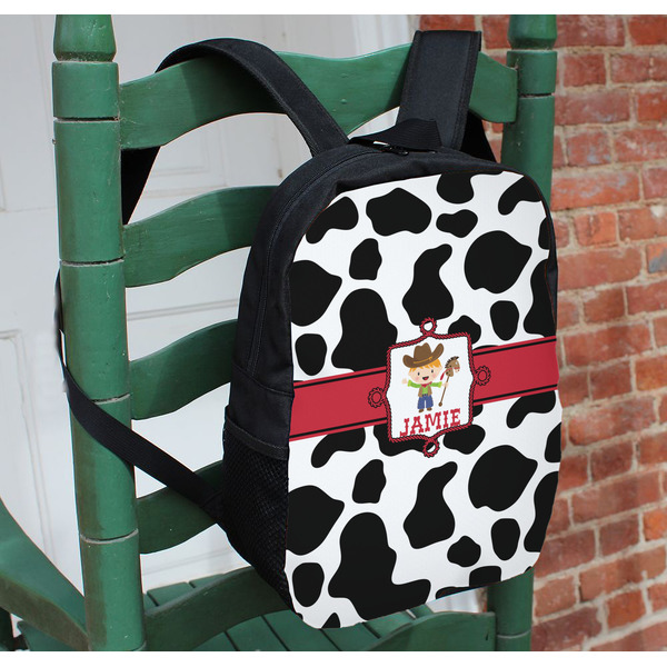 Cowprint w/Cowboy Kids Backpack - In Context