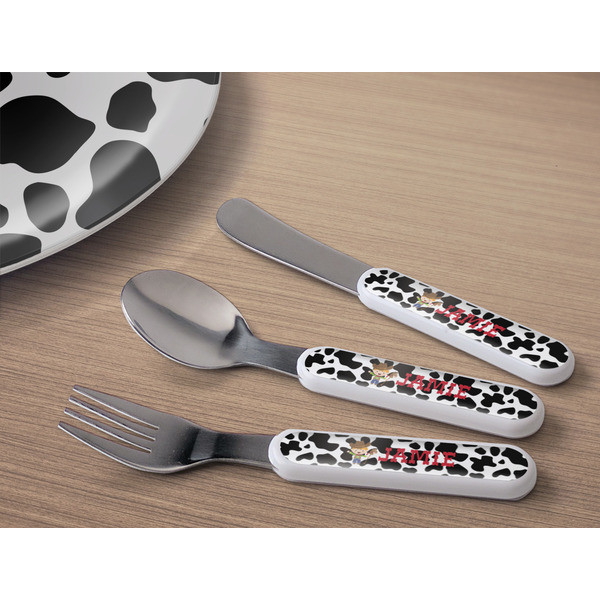 Cowprint w/Cowboy Kids Flatware w/ Plate