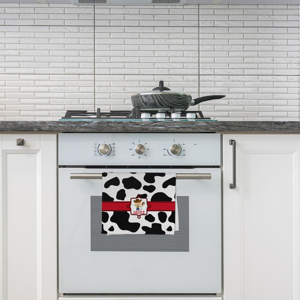 Cowprint w/Cowboy Kitchen Towel - Poly Cotton - Lifestyle