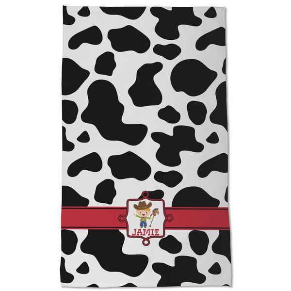 Cowprint w/Cowboy Kitchen Towel - Poly Cotton - Full Front