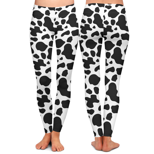 Cowprint w/Cowboy Ladies Leggings - Front and Back