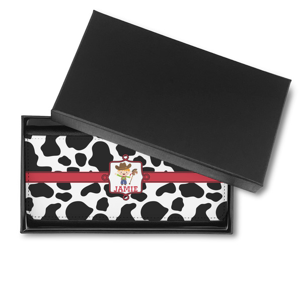 Cowprint w/Cowboy Ladies Wallet - in box