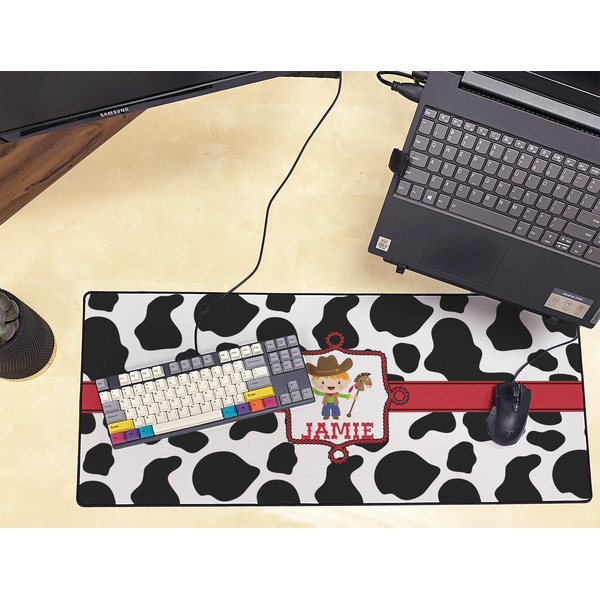Cowprint w/Cowboy Large Gaming Mats - LIFESTYLE