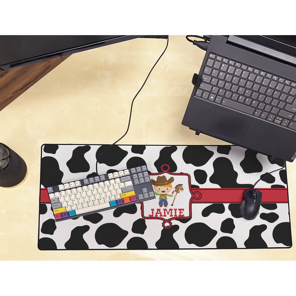 Cowprint w/Cowboy Large Gaming Mats - LIFESTYLE