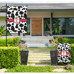 Cowprint w/Cowboy Large Garden Flag - Single Sided (Personalized)