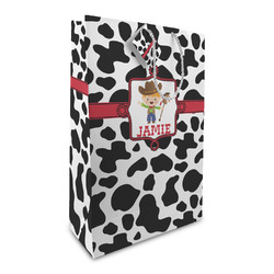Cowprint w/Cowboy Large Gift Bag (Personalized)
