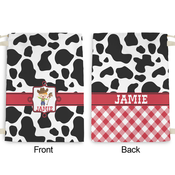 Cowprint w/Cowboy Large Laundry Bag - Front & Back View