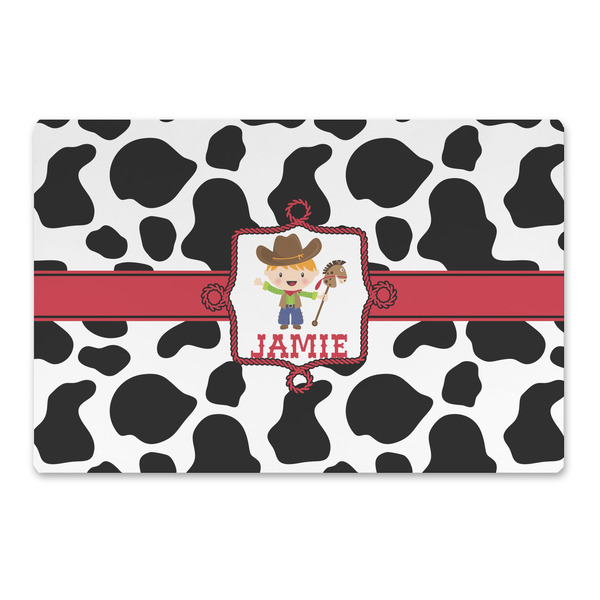Custom Cowprint w/Cowboy Large Rectangle Car Magnet (Personalized)