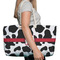 Cowprint w/Cowboy Large Rope Tote Bag - In Context View