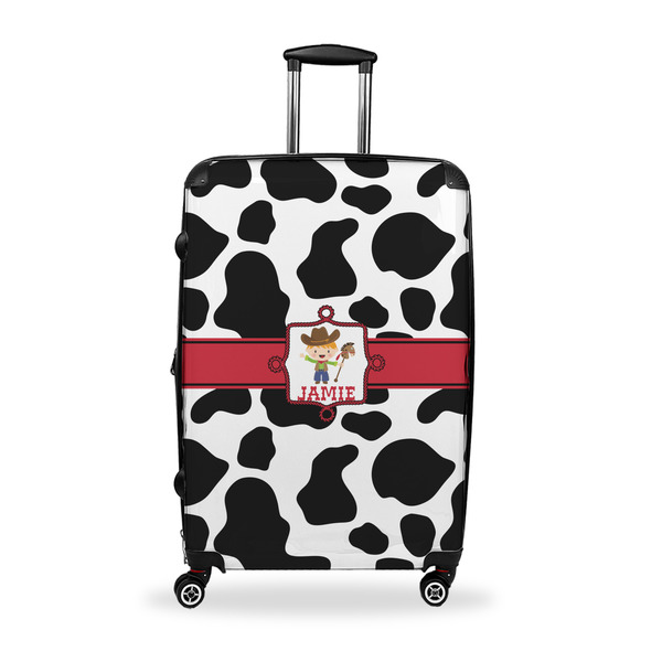 Custom Cowprint w/Cowboy Suitcase - 28" Large - Checked w/ Name or Text