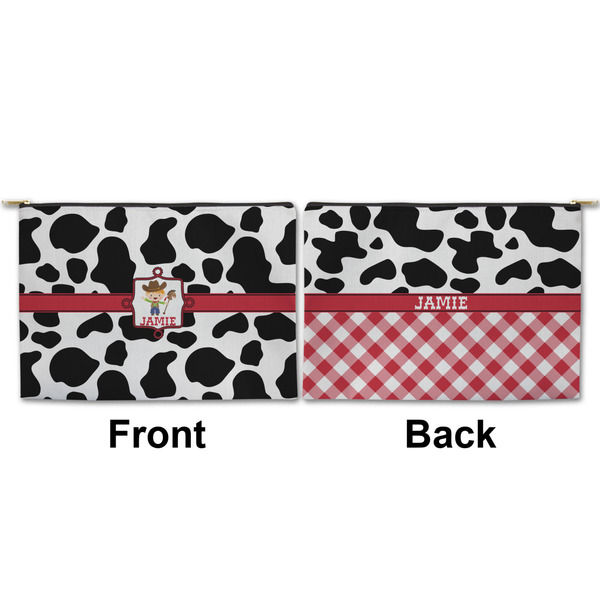 Cowprint w/Cowboy Large Zipper Pouch Approval (Front and Back)