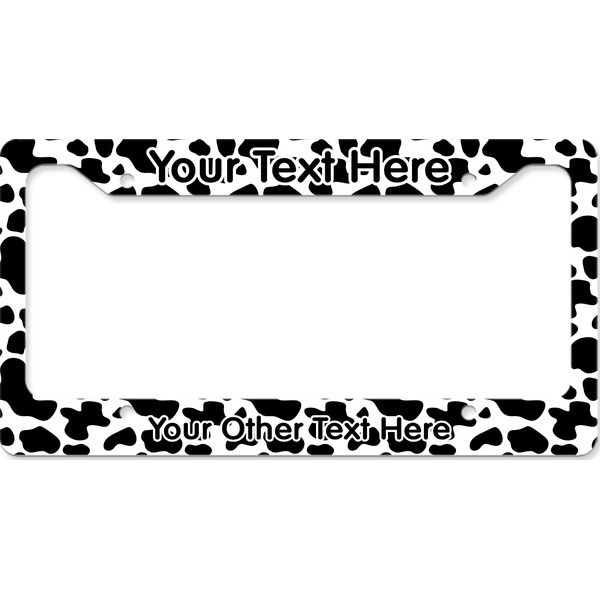 Custom Cowprint w/Cowboy License Plate Frame - Style B (Personalized)