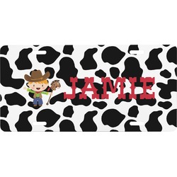 Cowprint w/Cowboy Front License Plate (Personalized)
