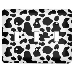 Cowprint w/Cowboy Light Switch Cover (3 Toggle Plate) (Personalized)