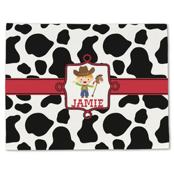 Cowprint w/Cowboy Single-Sided Linen Placemat - Single w/ Name or Text