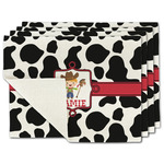 Cowprint w/Cowboy Single-Sided Linen Placemat - Set of 4 w/ Name or Text