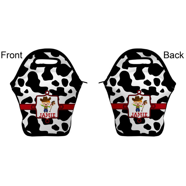Cowprint w/Cowboy Lunch Bag - Front and Back
