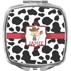 Cowprint w/Cowboy Compact Makeup Mirror (Personalized)