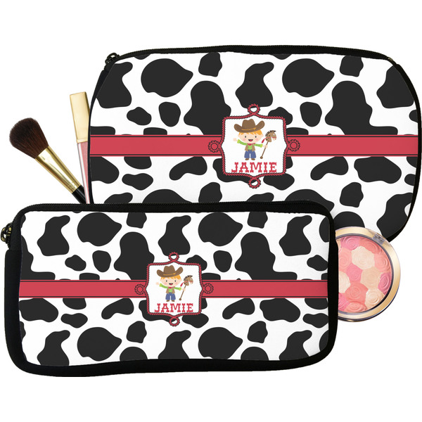 Cowprint w/Cowboy Makeup / Cosmetic Bags (Select Size)