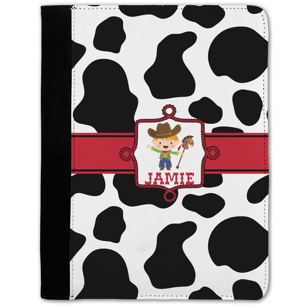 Custom Cowprint w/Cowboy Notebook Padfolio - Medium w/ Name or Text