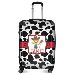 Cowprint w/Cowboy Suitcase - 24" Medium - Checked (Personalized)