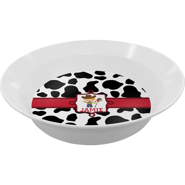 Custom Cowprint w/Cowboy Melamine Bowl (Personalized)