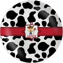 Cowprint w/Cowboy Melamine Plate (Personalized)