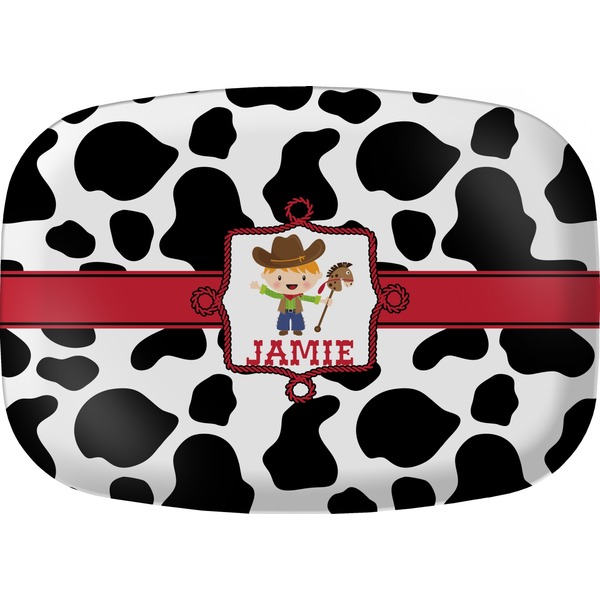 Custom Cowprint w/Cowboy Melamine Platter (Personalized)