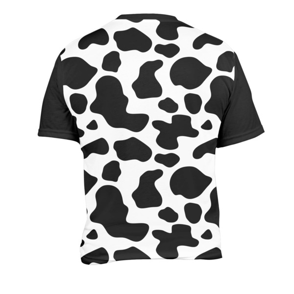 Cowprint w/Cowboy Men's Crew Neck T Shirt Medium - Back