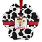 Cowprint w/Cowboy Metal Paw Ornament - Double Sided w/ Name or Text