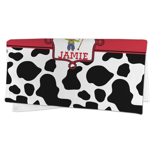Cowprint w/Cowboy Microfiber Dish Rag - FOLDED (half)
