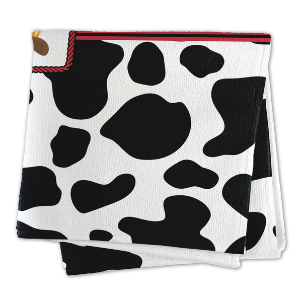 Cowprint w/Cowboy Microfiber Dish Rag - FOLDED (square)