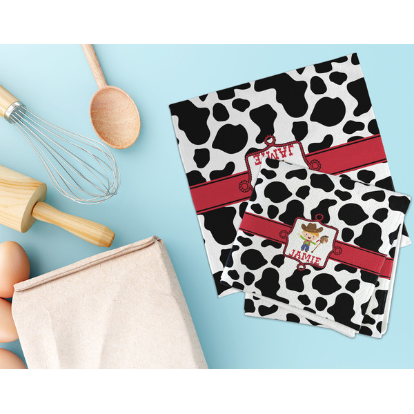 Cowprint w/Cowboy Microfiber Dish Rag - LIFESTYLE