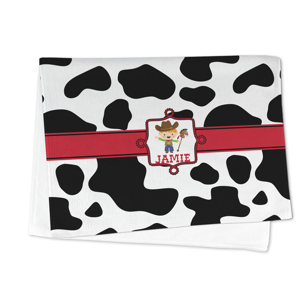Cowprint w/Cowboy Microfiber Dish Towel - FOLDED HALF