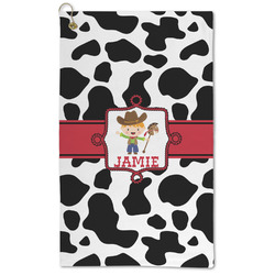 Cowprint w/Cowboy Microfiber Golf Towel - Large (Personalized)