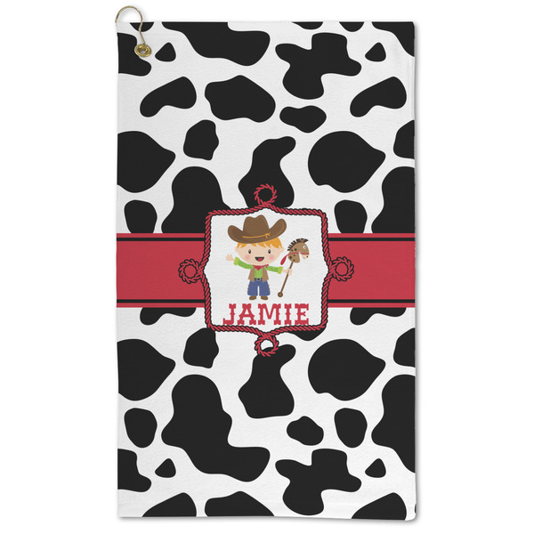 Custom Cowprint w/Cowboy Microfiber Golf Towel - Large (Personalized)