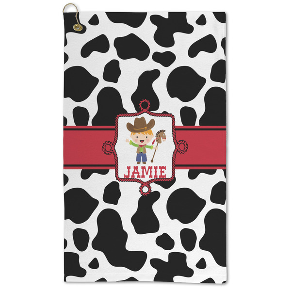 Custom Cowprint w/Cowboy Microfiber Golf Towel (Personalized)