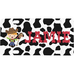 Cowprint w/Cowboy Mini/Bicycle License Plate (Personalized)