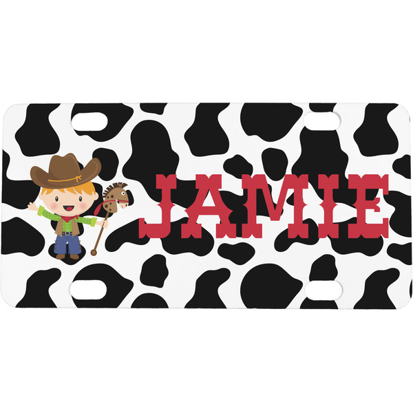 Custom Cowprint w/Cowboy Mini/Bicycle License Plate (Personalized)
