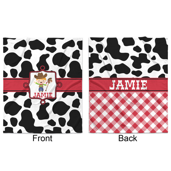 Cowprint w/Cowboy Minky Blanket - 50"x60" - Double Sided - Front & Back