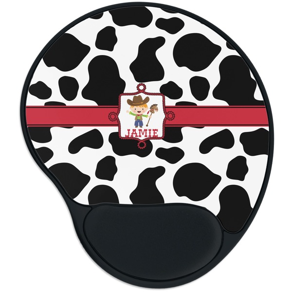 Custom Cowprint w/Cowboy Mouse Pad with Wrist Support