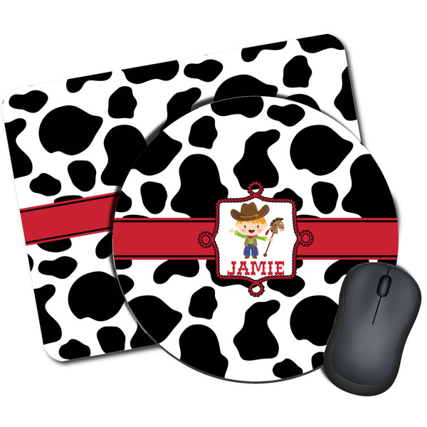 Custom Cowprint w/Cowboy Mouse Pad (Personalized)